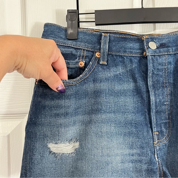 LEVI’S 501 Button Fly Premium Dark Wash Vintage Denim Cutoff Jean Shorts Size 29 - Picture 4 of 13